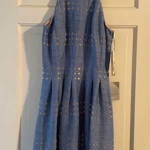 Eliza J - blue eyelet occasion dress